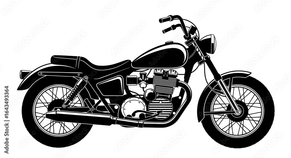 Obraz premium A black and white illustration of a classic motorcycle on a white background