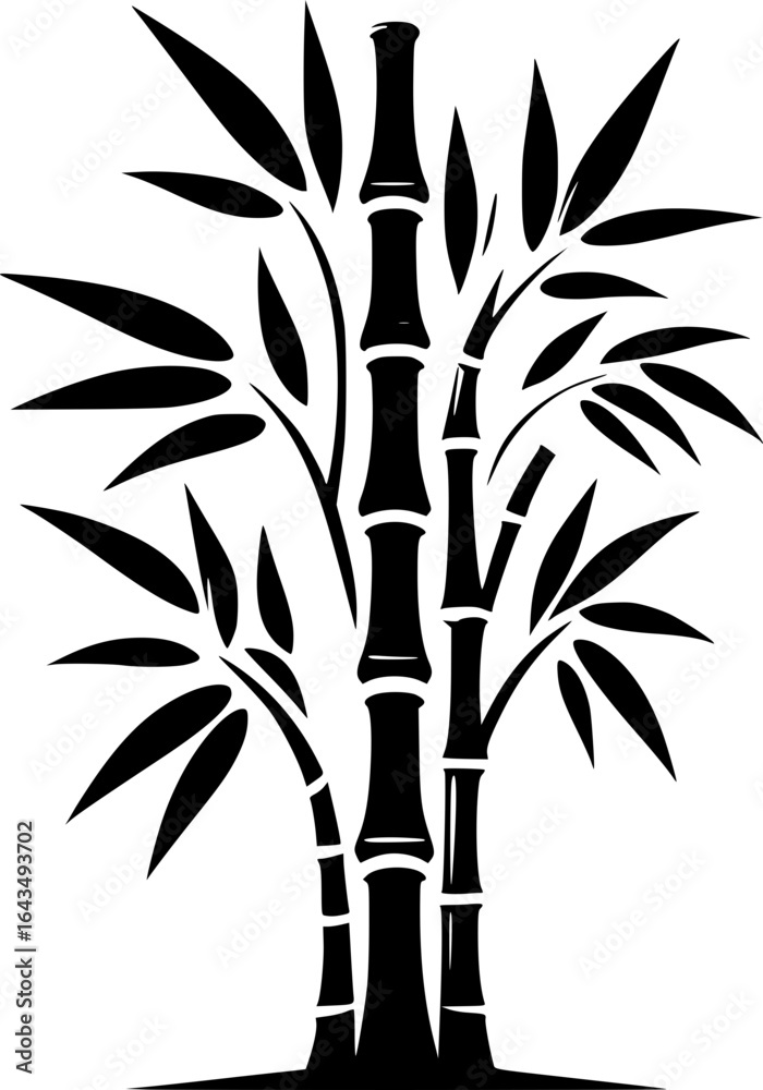Fototapeta premium Minimalist black and white bamboo tree icon, clean lines, isolated, perfect for stickers, logos, and digital use.