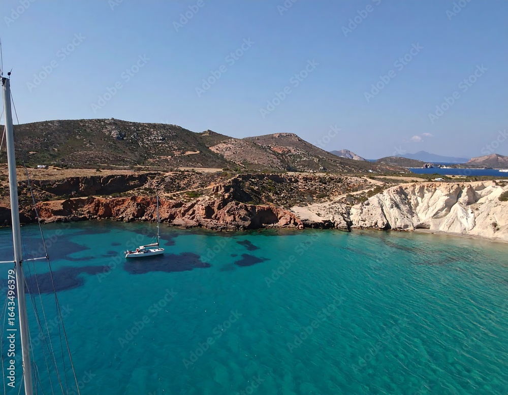 Naklejka premium Sailboat in scenic bay