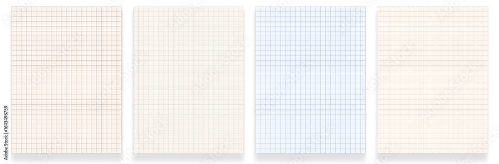 Set of Blank grid paper sheet. Minimal math notebook design for school, education, or typography mockups or background. Vector EPS10 Set of Blank grid paper sheet. Minimal math notebook design for school, education, or typography mockups or background. Vector EPS10