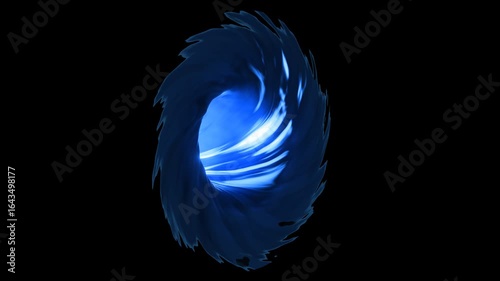 blue swirling magical portal vortex animation with glowing energy waves and sparks on transparent alpha matt  background for fantasy or sci-fi video compositing