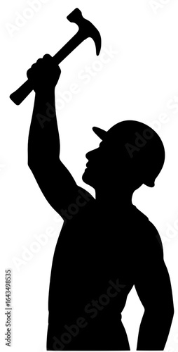 Construction Worker Silhouette Holding a Hammer