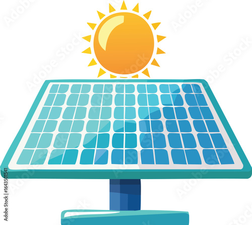 Solar Power Station with Sunlight – Renewable Energy and Sustainability Concept Vector