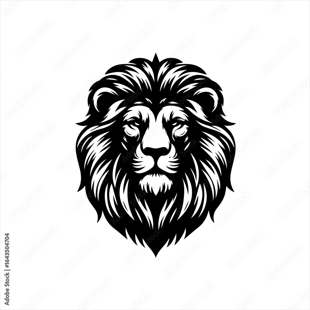 Fototapeta premium Bold black and white lion head illustration