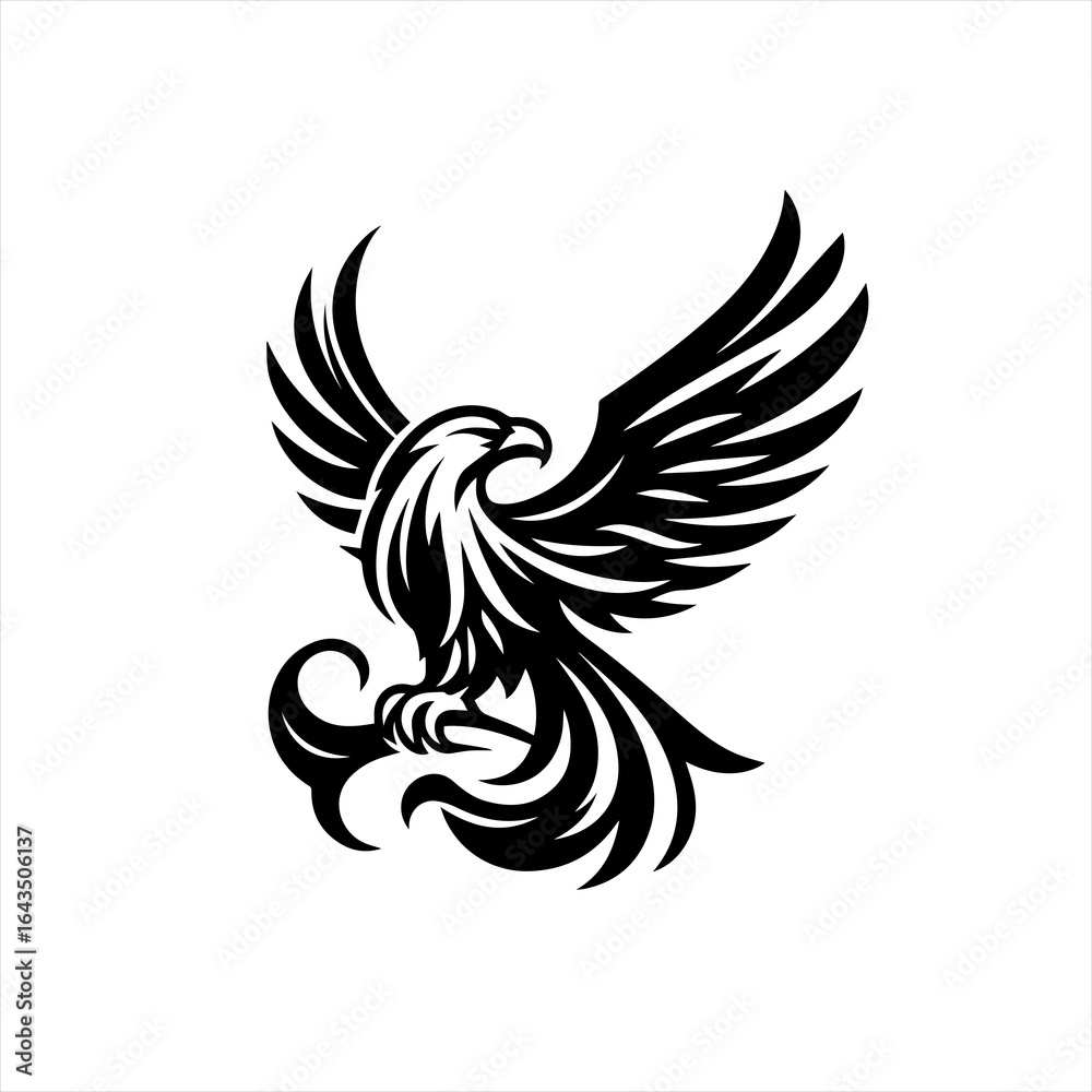 Fototapeta premium Tribal eagle emblem with wings spread wide