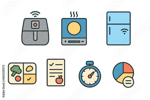 Cooking tools and meal planning essentials are displayed for healthy meal preparation at home