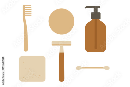 Various personal care items arranged on a clean surface for daily grooming tasks