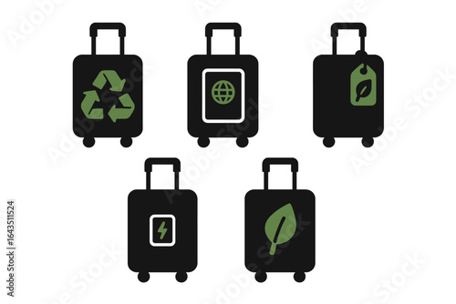 Symbols representing eco-friendly travel and sustainable luggage choices for modern explorers