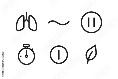 Symbolic icons representing health, relaxation, and the passage of time in a minimalist style