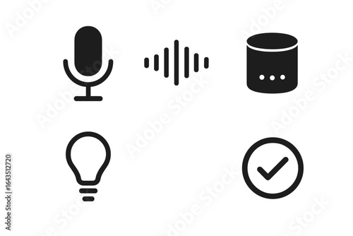 Icons representing audio technology and smart devices in a modern digital context showcasing communication and control