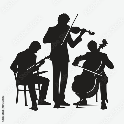  silhouettes set of musicians playing instruments vector collection.