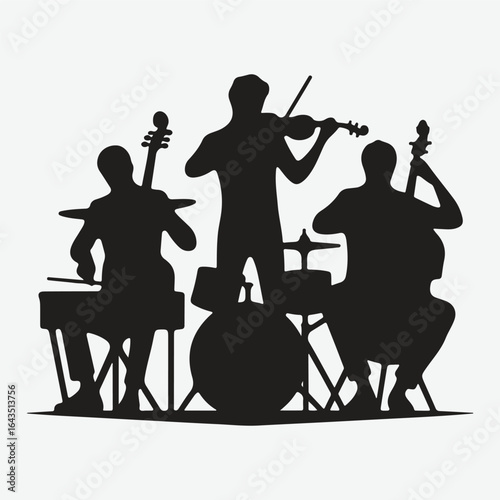  silhouettes set of musicians playing instruments vector collection.