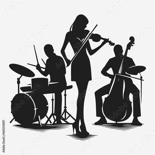  silhouettes set of musicians playing instruments vector collection.
