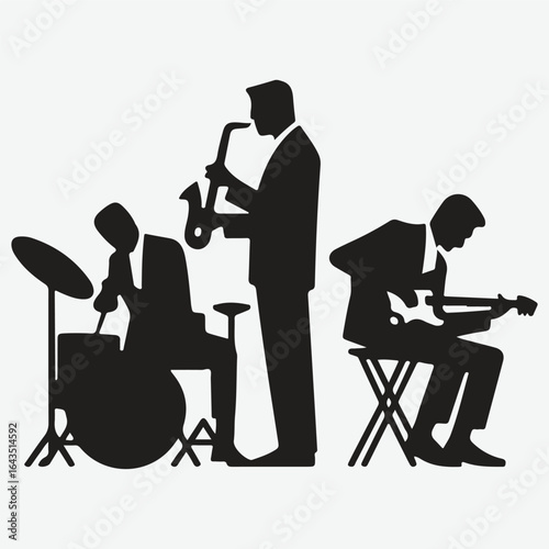  silhouettes set of musicians playing instruments vector collection.