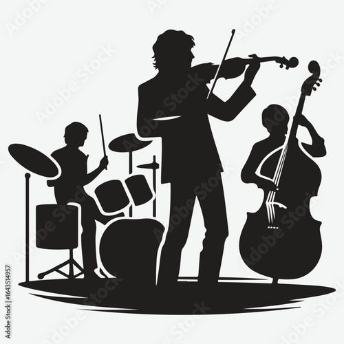  silhouettes set of musicians playing instruments vector collection.