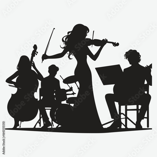  silhouettes set of musicians playing instruments vector collection.