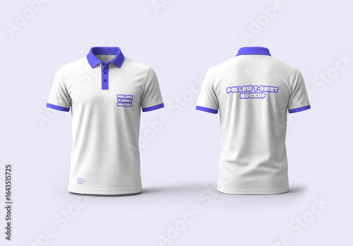 Polo T-shirt Mockup with Front and Back View