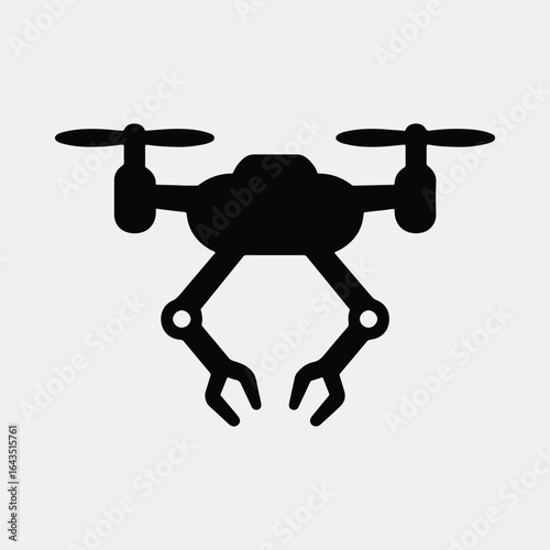Silhouette drone claw machine vector illustration