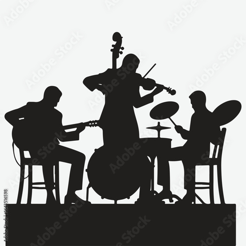  silhouettes set of musicians playing instruments vector collection.