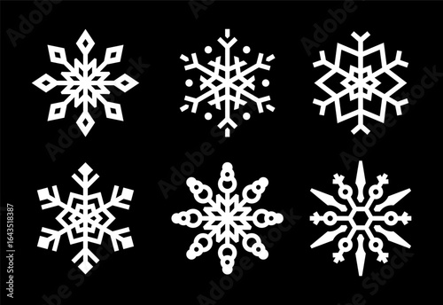 Set of white snowflakes vector design