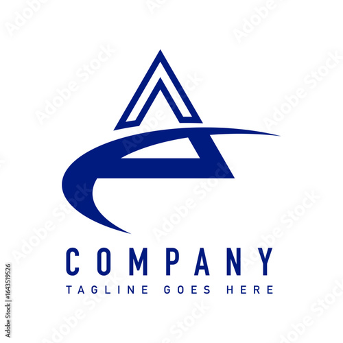 Modern Blue Abstract 'A' Logo Design for Company Branding