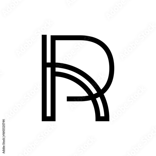 Abstract Modern Black and White Letter R Logo Design