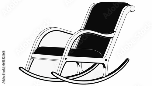 Illustration of a rocking chair with curved armrests and a cushioned seat and backrest design element silhouette