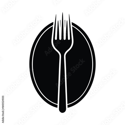 Restaurant Menu Design Fork Plate Icon Food Service Culinary on White Background