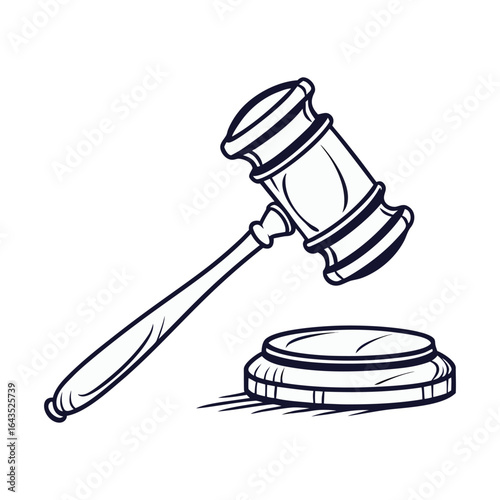 Gavel Illustration Justice Law Court Judge Auction Symbol Legal on White Background