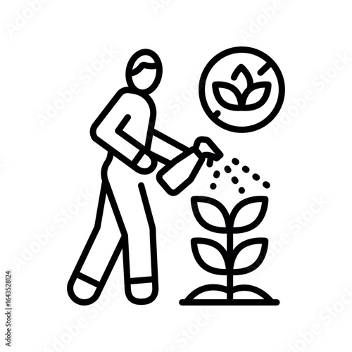 
herbicide black line icon for digital and print projects.