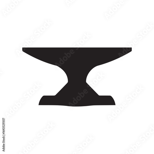 Black Anvil Silhouette Against White Background Smithing Equipment Icon