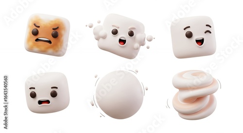 Variety of kawaii marshmallows
