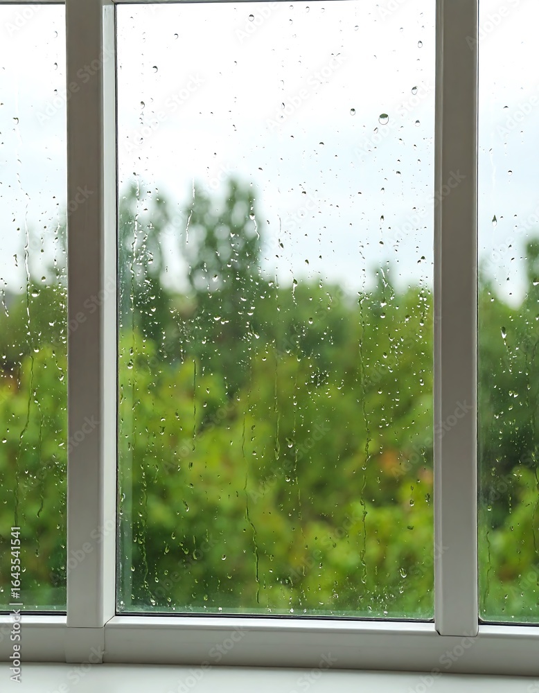 Naklejka premium Rainy day view from window