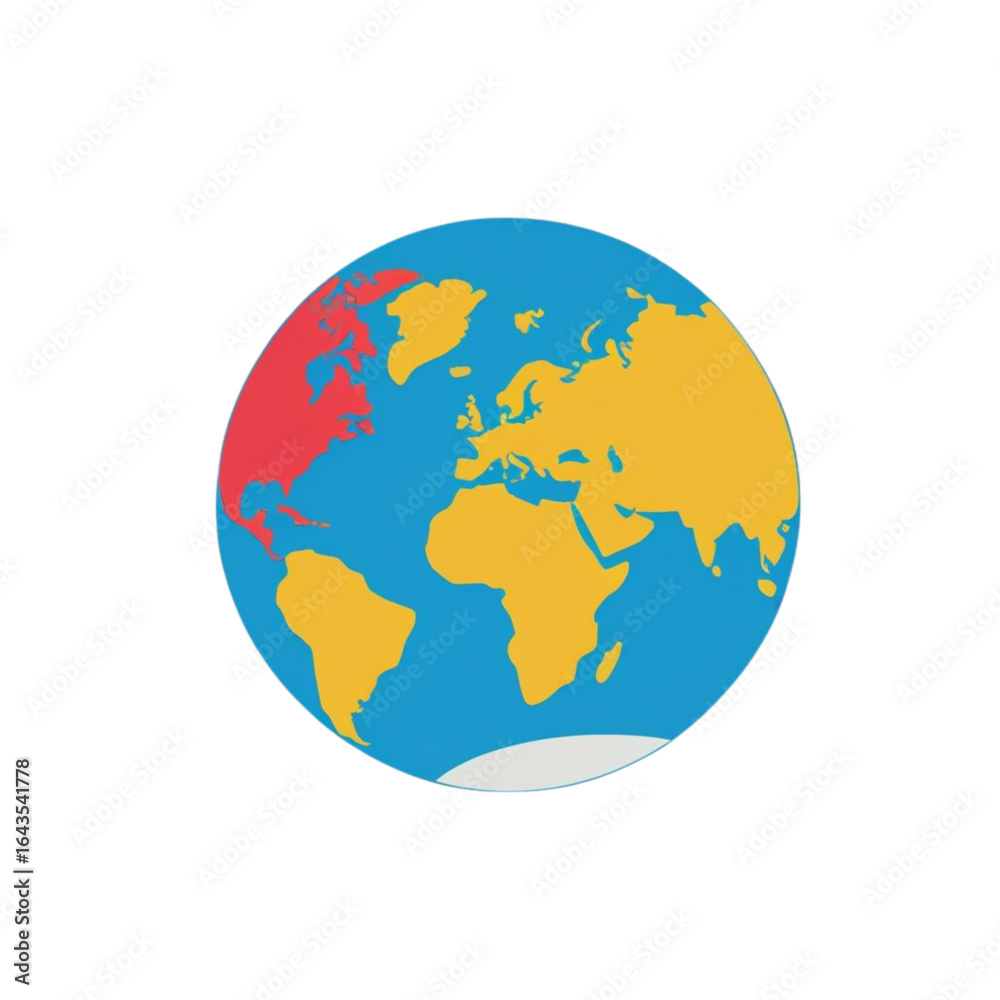 Fototapeta premium Colorful flat world globe icon vector illustration, 45.svg style planet Earth symbol