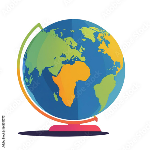 World globe flat vector illustration, a global geography icon for education and travel concepts.