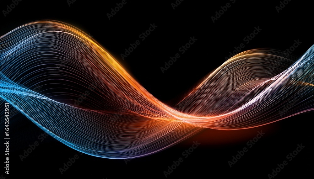 abstract sine wave curves in elegant flow on black background abstract sine wave curves in elegant flow on black background