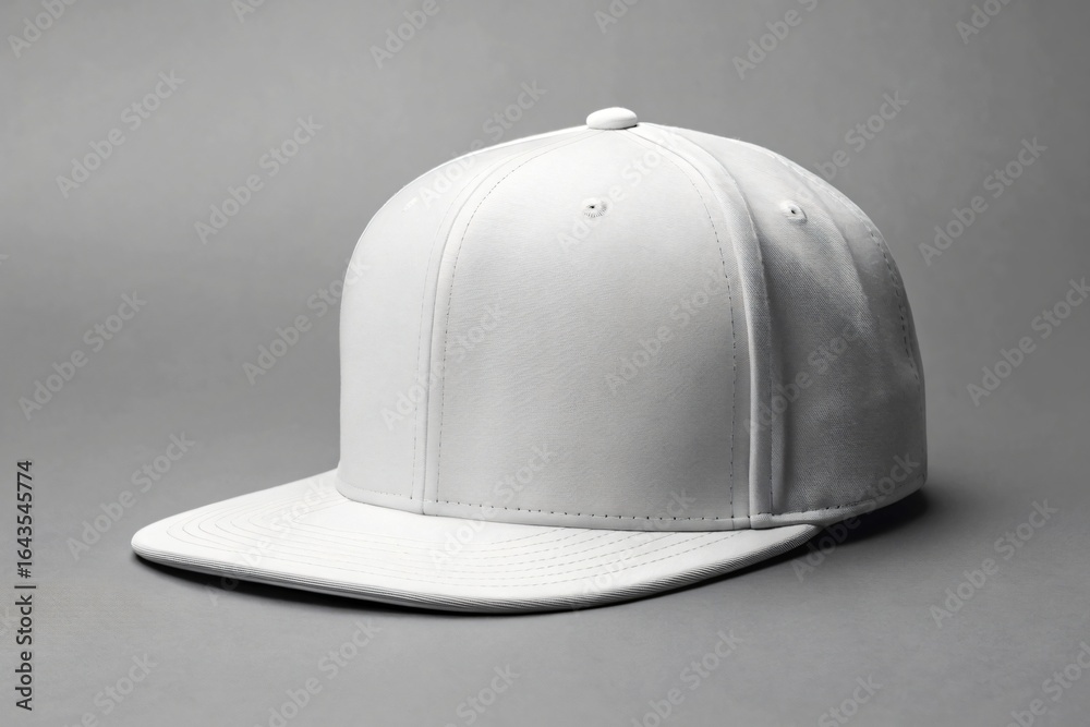 Fototapeta premium White snapback cap on gray background baseball cap