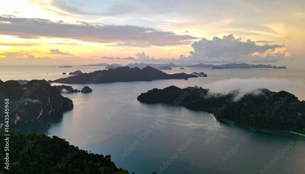 Fototapeta premium Sunrise over tranquil islands