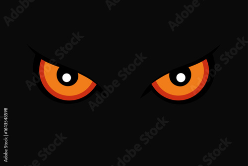 Glowing orange eyes in dark