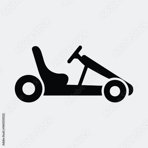 Silhouette go kart simple monochrome extreme sport machine vector illustration