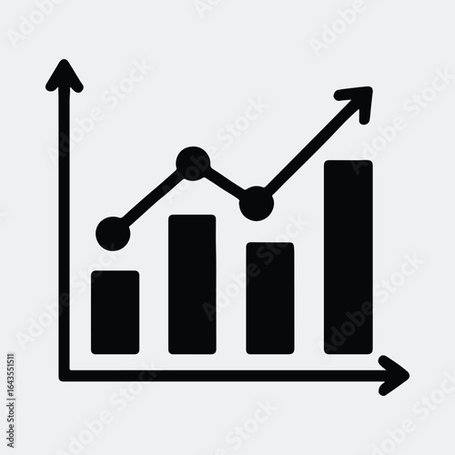 Silhouette graph growing with arrow going up and forward vector illustration