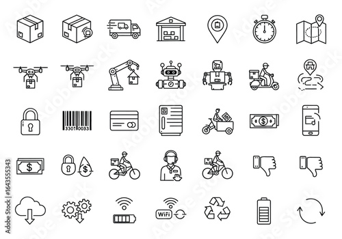 Streamlined Delivery Logistics Icons for Efficient Supply Chain