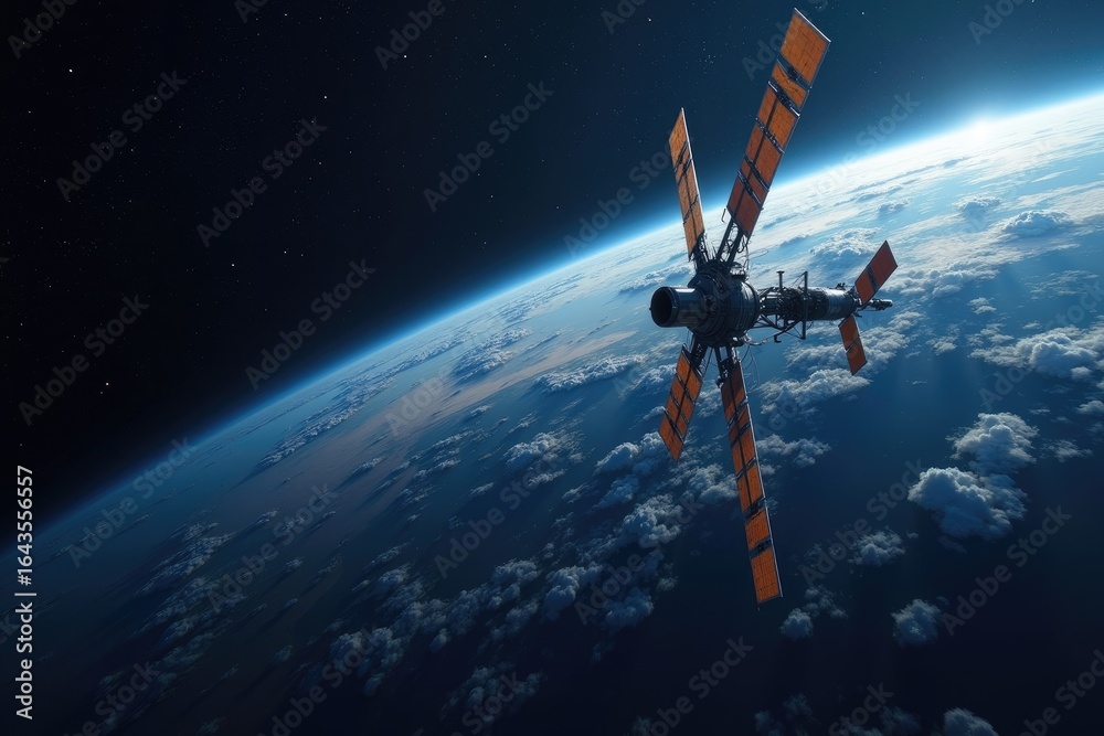 Obraz premium Space station orbiting the earth.