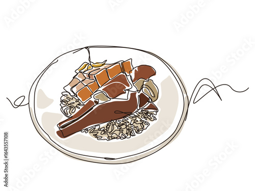 sketch lifestyle A069 Chinese cuisine Roast Goose and Roast Pork Rice show this Delicious Chinese food  vector illustration graphic EPS 10
