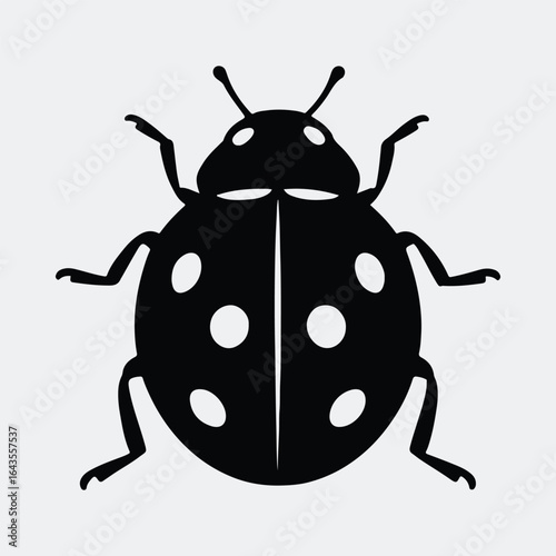 Silhouette ladybug insect small cute black and white vector illustration