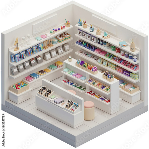 Isometric Interior, Stationery Store, Space Design