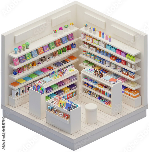 Isometric Interior, Stationery Store, Space Design