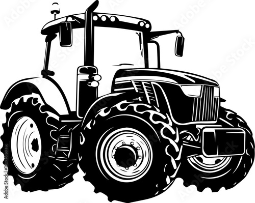 Powerful tractor ready for agricultural work, showcasing modern farming technology