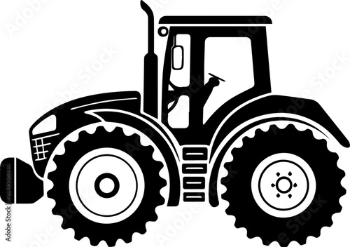 Modern tractor vector silhouette for agricultural projects and farming industry designs