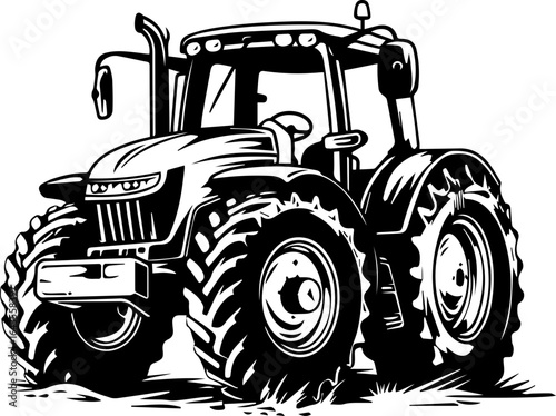 Powerful tractor ready for hard work on the farm, agricultural machinery illustration